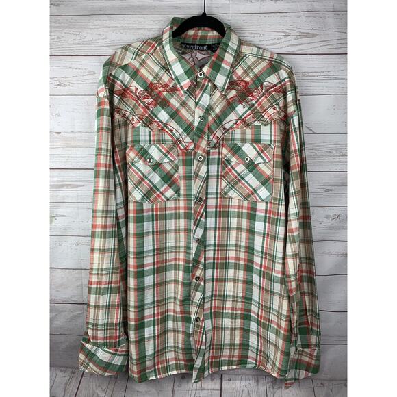 Forefront Shirt Mens XL‎ Western Plaid Embroidered Cowboy Rockabilly - Picture 1 of 5